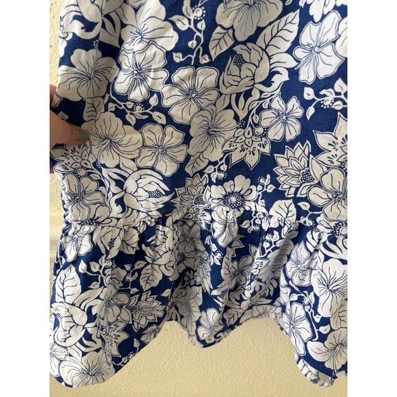 Vintage Simply Basic Blue & White Floral Cotton Midi Dress With Pockets L - Picture 12 of 13